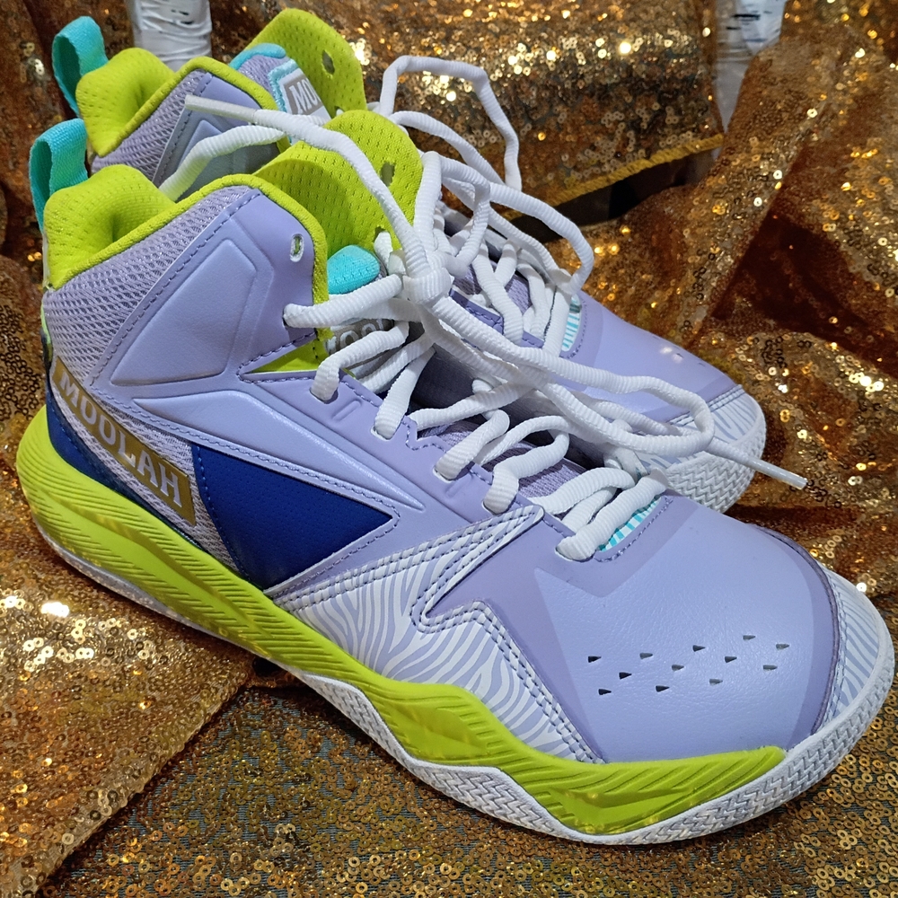 Moolah High-Top Sneakers - Light Purple and Lime Kids 4.5/Women's 6.5
